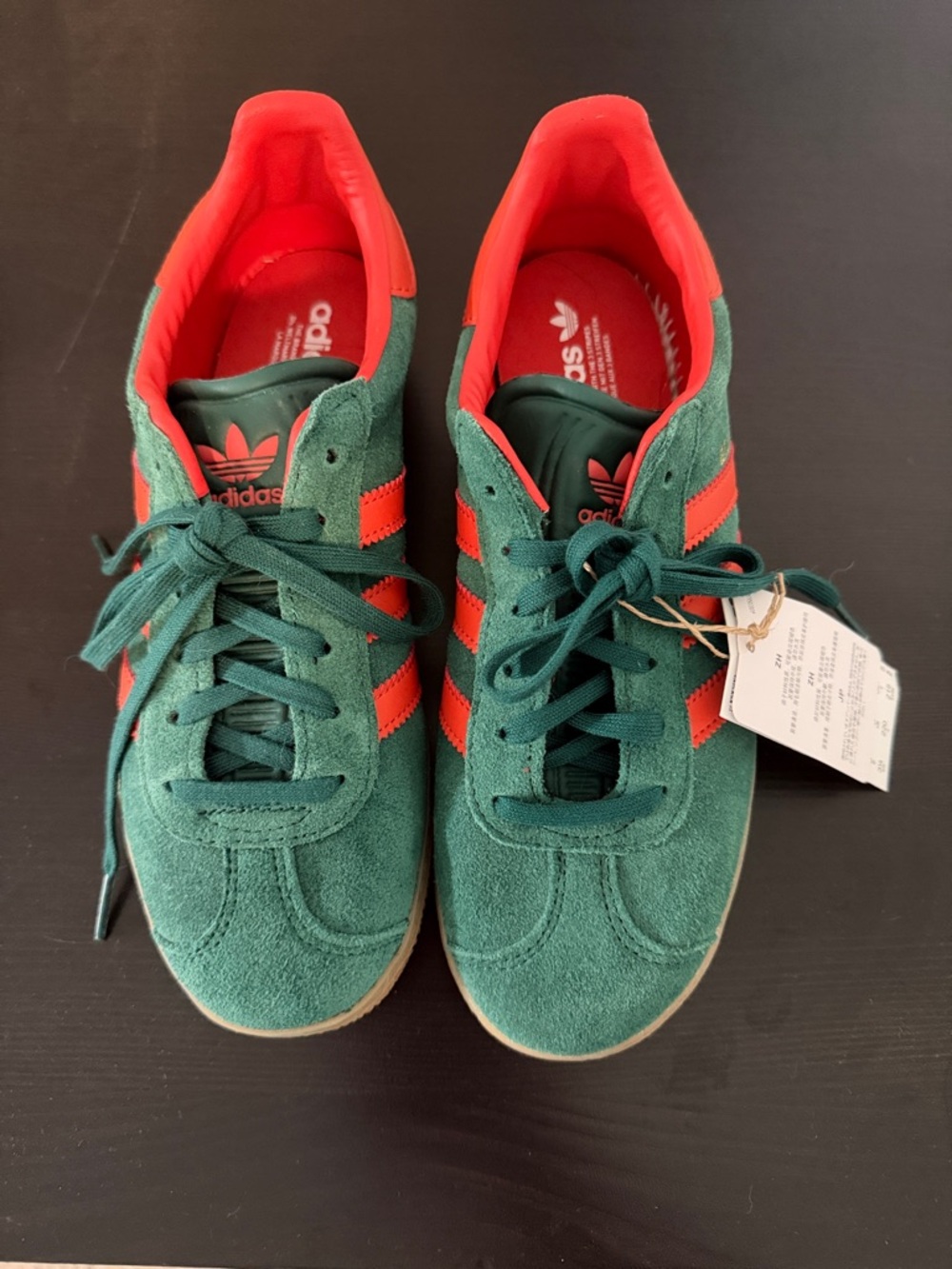 adidas Green Suede Sneakers with Red Accent Stripes